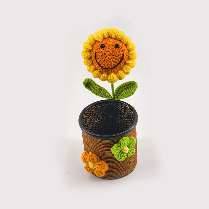 Zingj Zingj New Knitting Sunflower Pen Holder Hand Woven Wool Pen Holder Teacher's Day To Send Teachers Friends Gifts