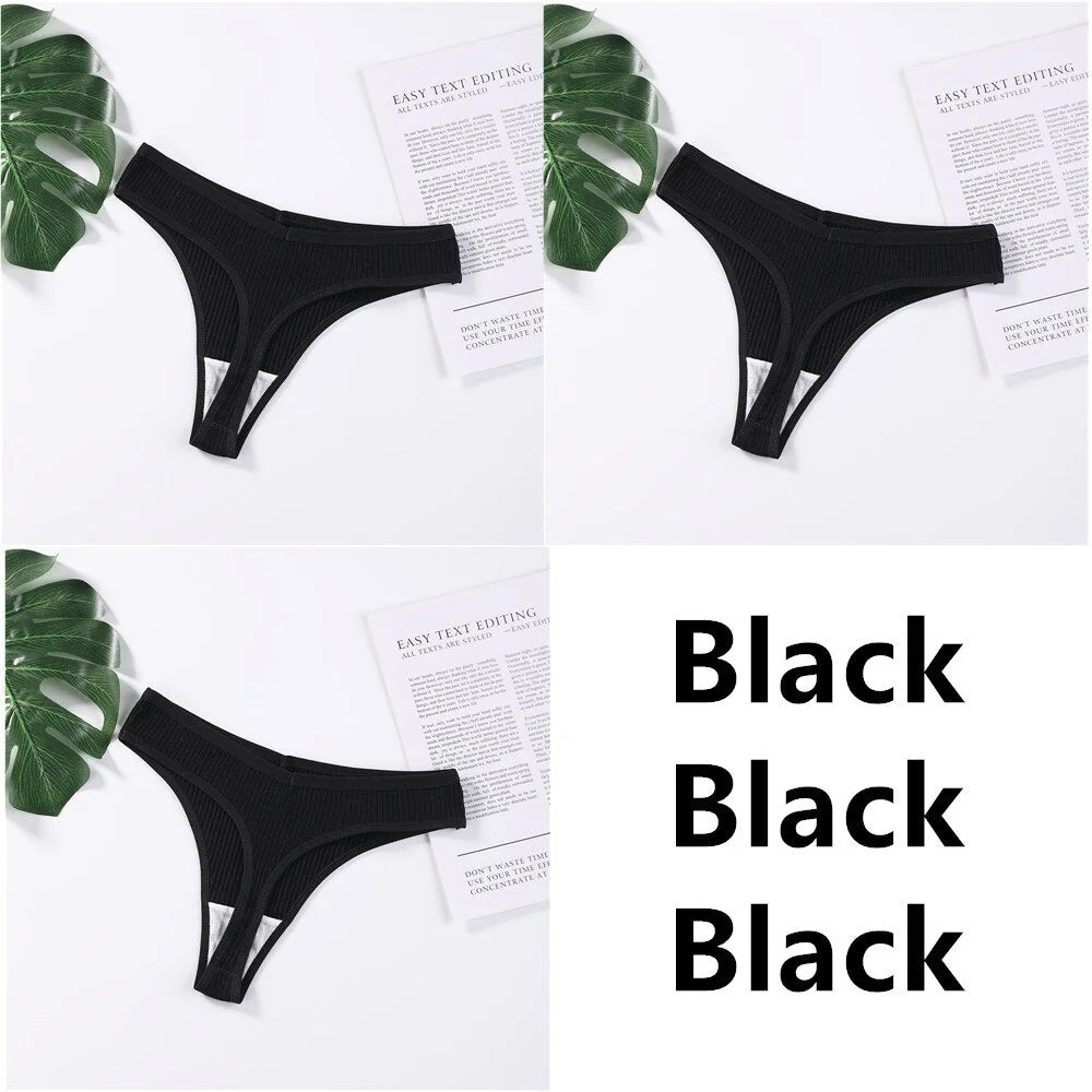 3Pcs/Set Panties G-String Ladies Sexy Panties Ladies Ladies Thong Underwear Low Waist Solid Comfortable Cotton Panties Lingerie