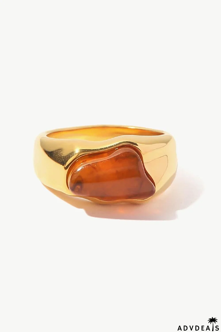 Inlaid Natural Stone Stainless Steel Ring