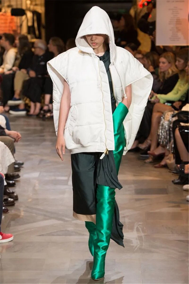 VCSHOES Orange Over The Knee Boots Women Runway Stiletto High Heels Shoes Women Pointed Toe Thigh High Catwalk Boots