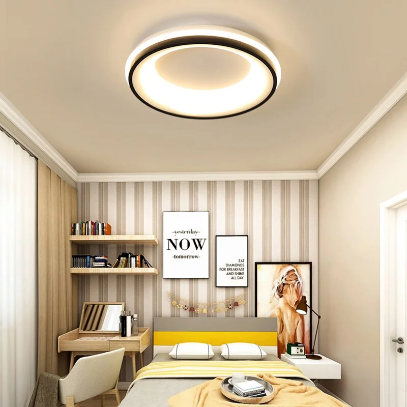 Black+White Finished Modern Led Ceiling Lights For Bedroom Study Room ...