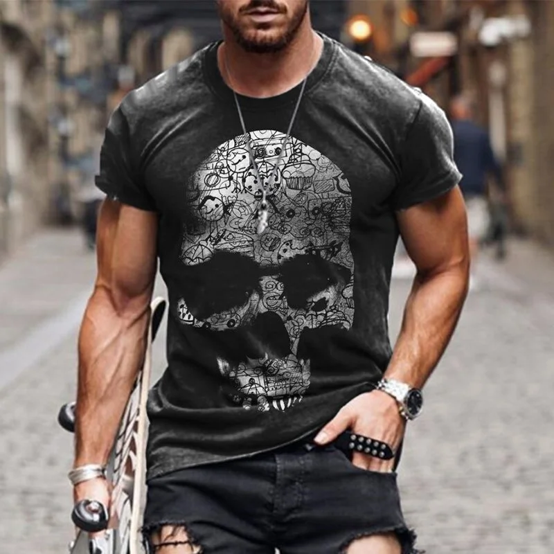New Trend Short Sleeve Skull Print T-Shirt