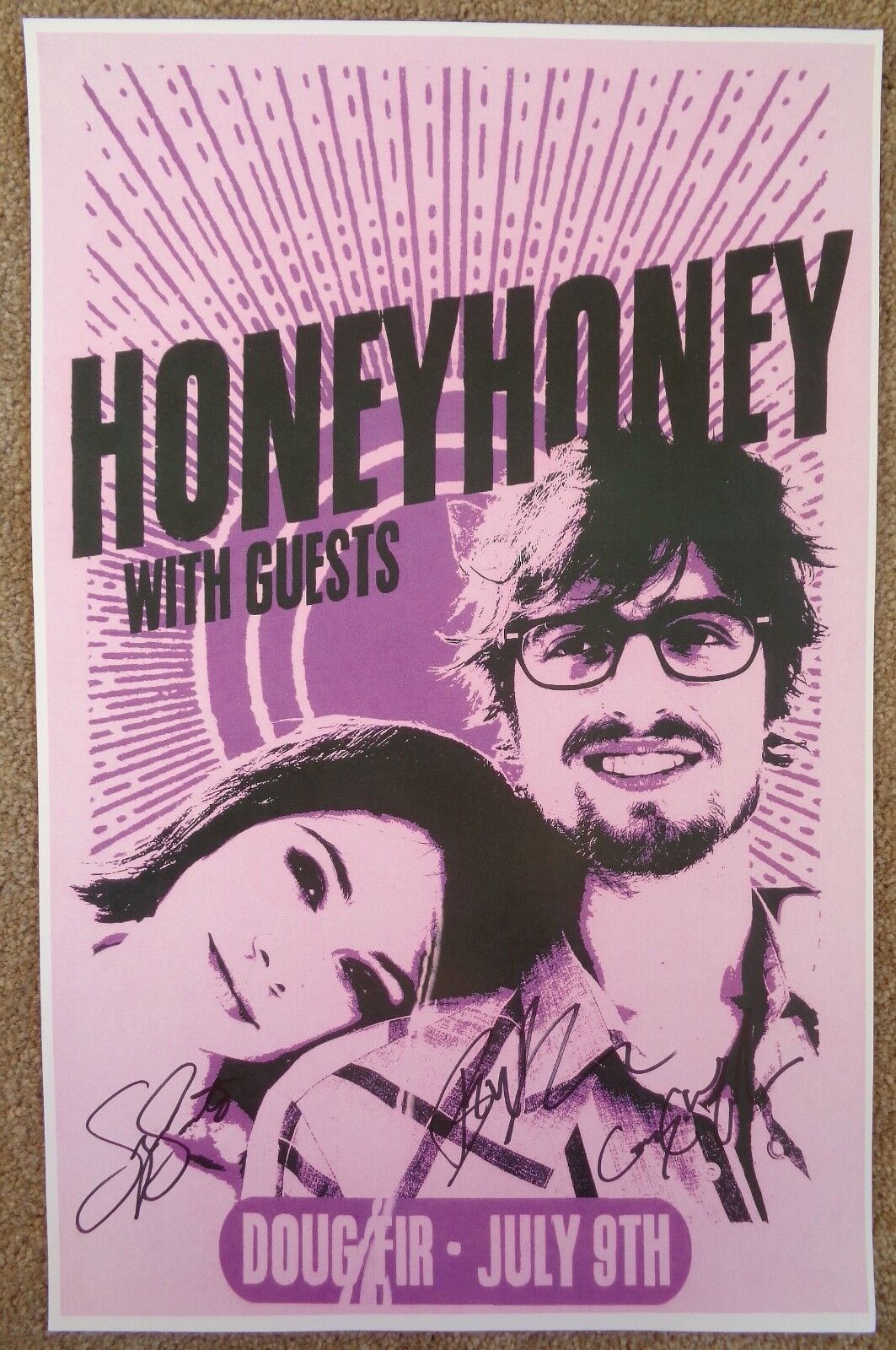 Signed HONEYHONEY Gig POSTER All 3 In-Person w/proof Concert Autograph