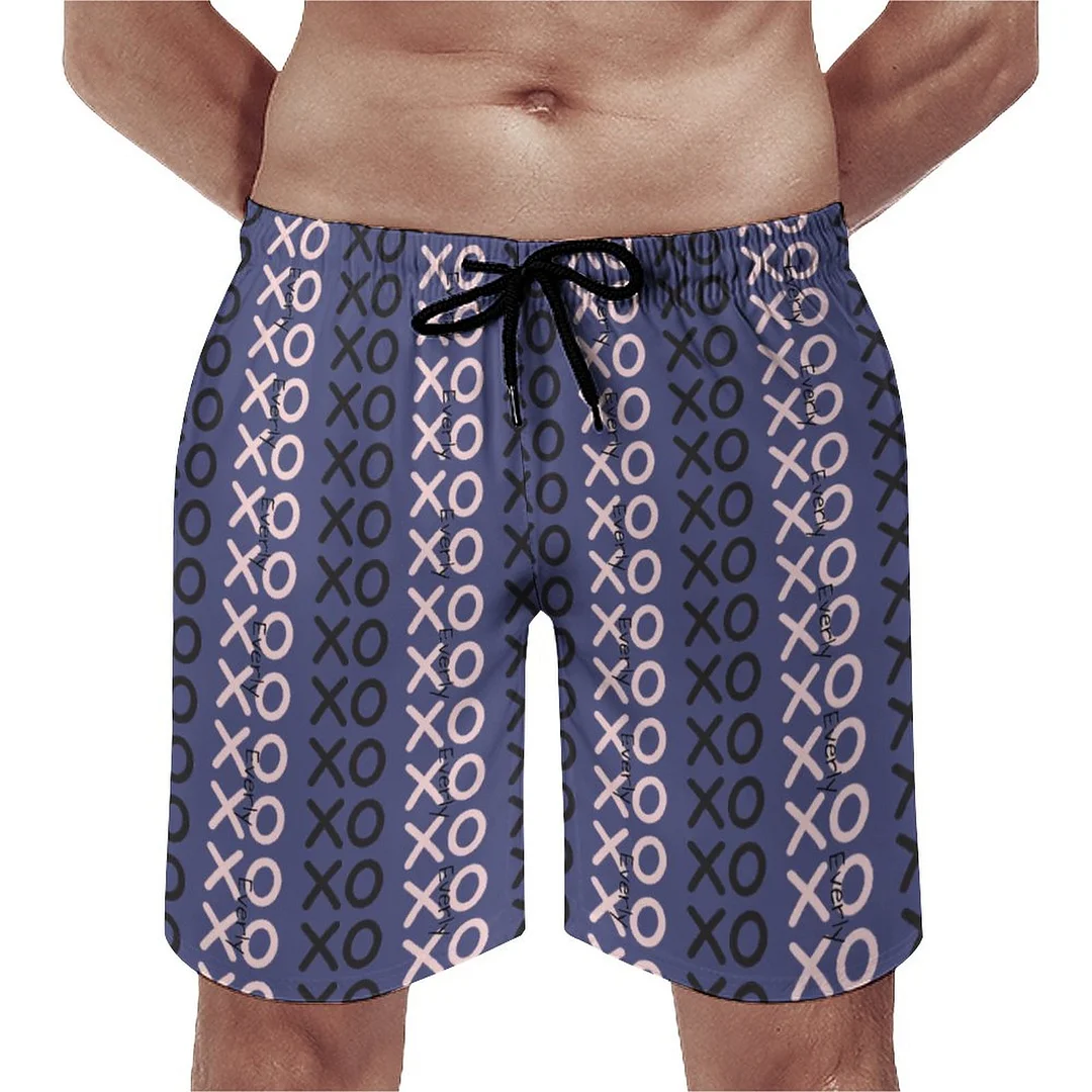 Baby Girl Vintage Pink Xo Hugs And Kisses Men's Swim Trunks Summer Board Shorts Quick Dry Beach Short with Pockets