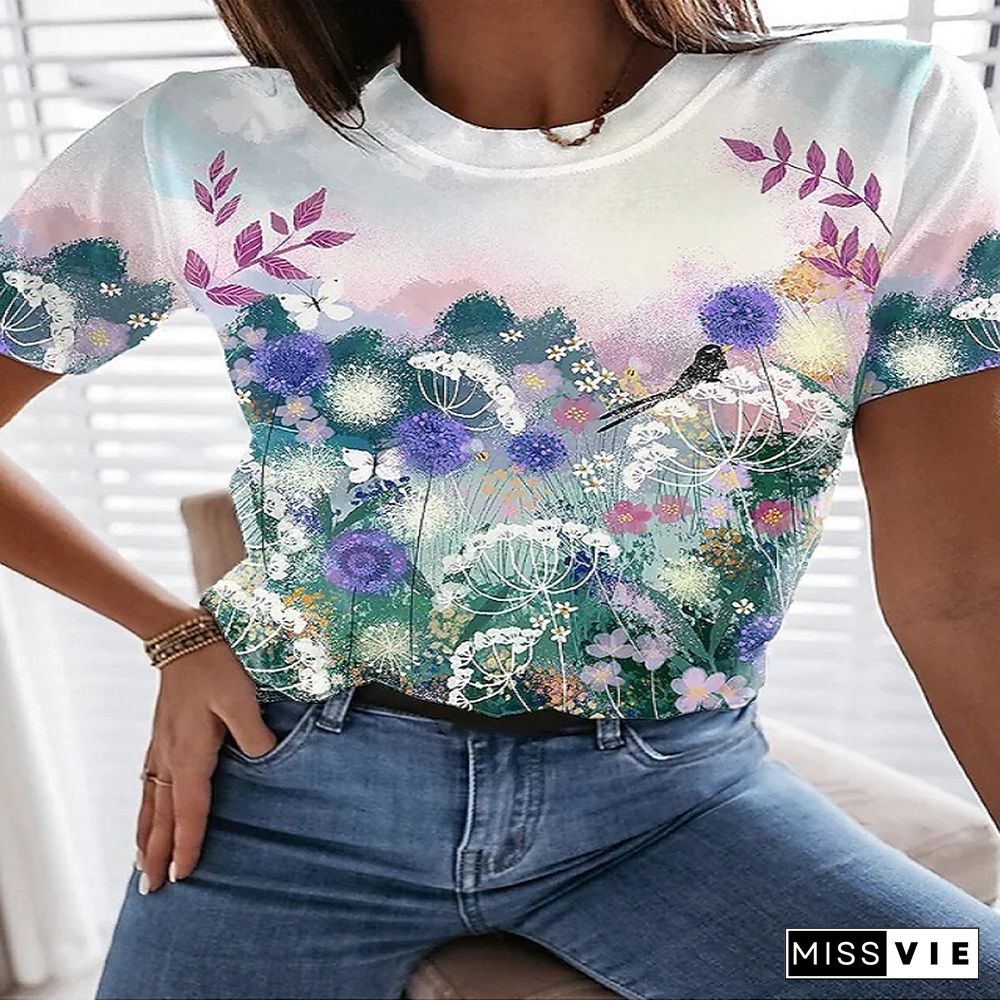 Harajuku Fashion T ShirtFor Women 3D Print T-Shirt Summer Tops Short Sleeve O-Neck Casual Oversized Blouses Woman Clothes