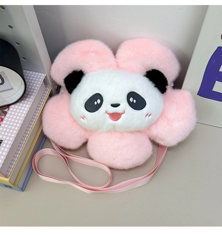 Kid’S Plush Animal Flower Cute Oval Zipper Shoulder Bag Crossbody Bag