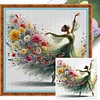 Flower Green Dress Girl-11CT Stamped Cross Stitch 40*40cm tapestrymarket