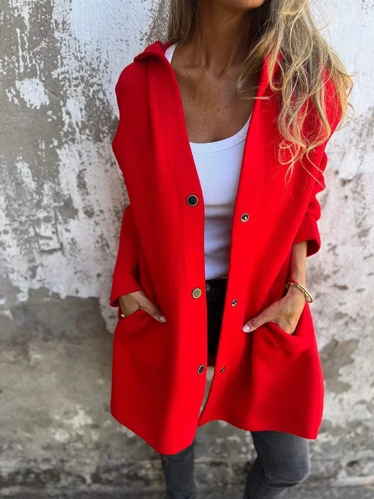 Brownm Brownm 2025 New Hot Fashion Long-Sleeved Solid Coat Women's Clothing
