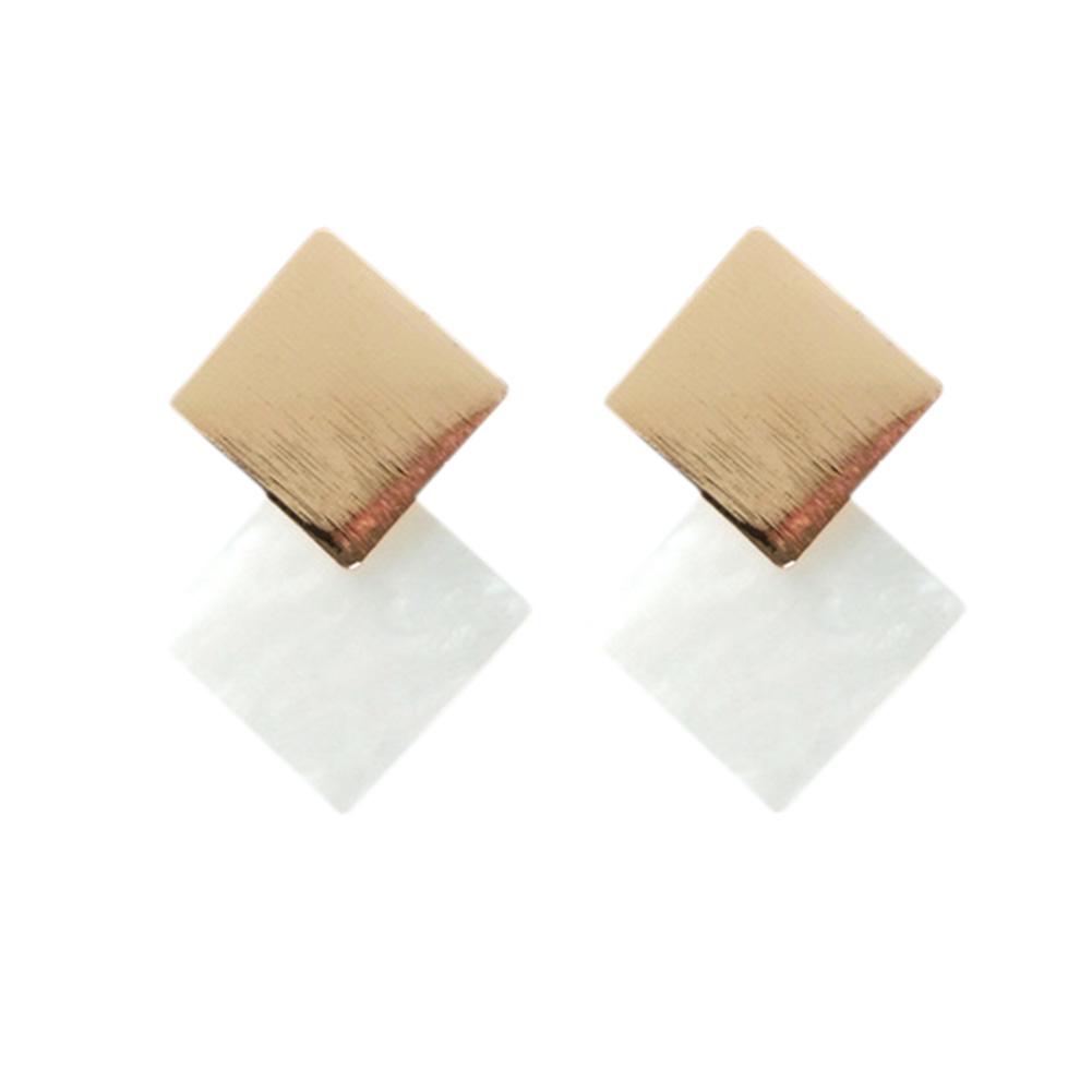 

Fashion Women Square Ear Stud Geometric Earrings Casual Jewelry Gift (White, 501 Original