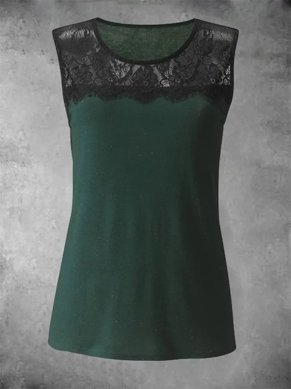 Solid Sleeveless Cotton-Blend Casual Shirts & Tops