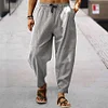 Men's Linen Loose Drawstring Hip-Hop Lantern Pencil Pants by Inlyline