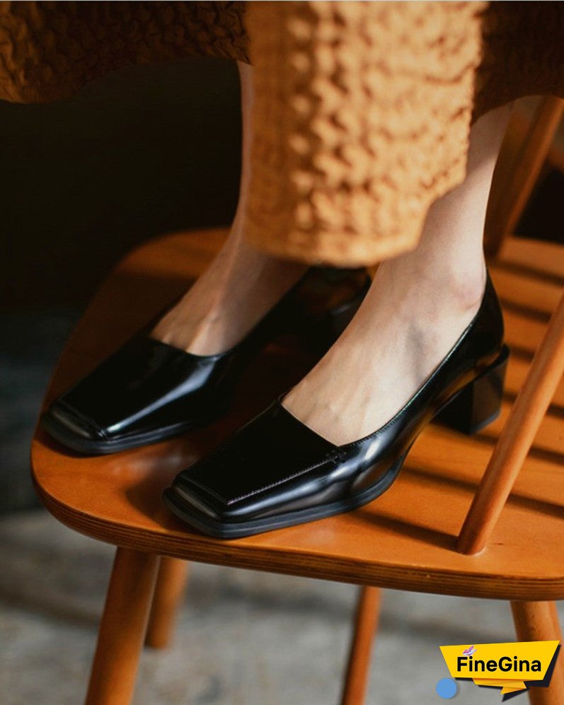 Square Toe Casual Slide Chunky Heels