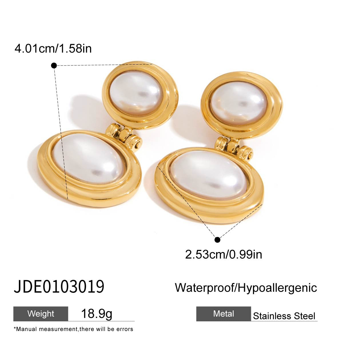 Jie Ding Pearl Earrings Stainless Steel Earrings Earrings Female Design Niche Titanium Steel