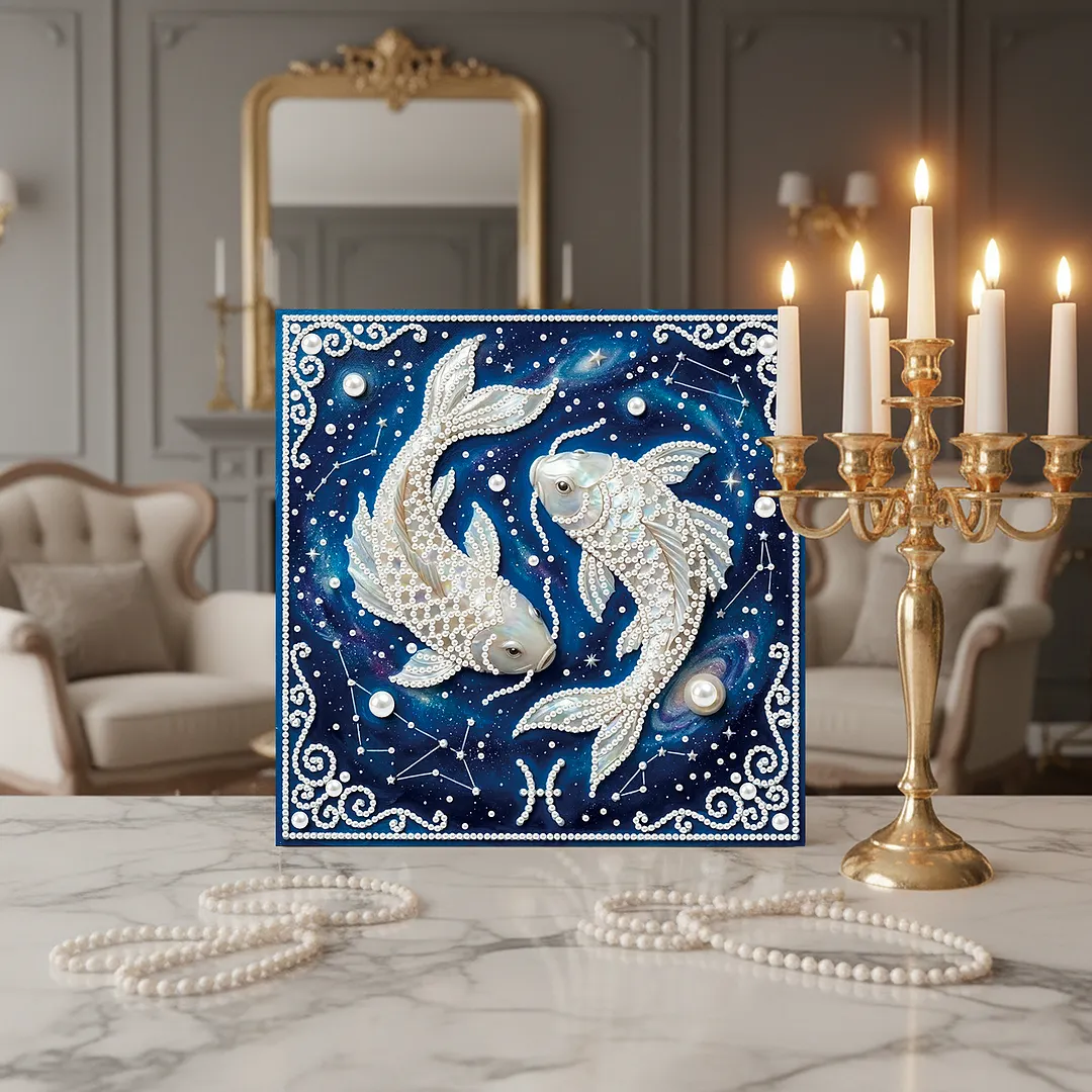 Pisces - DIY Pearl Diamond Art Kit With Frame 25*25cm