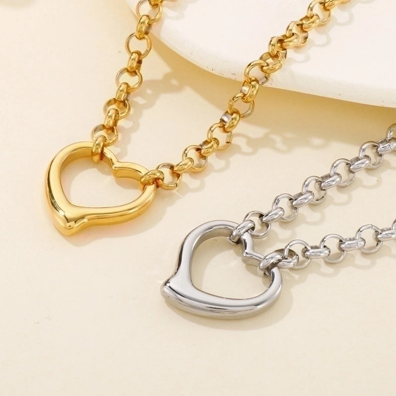 Fashion Heart Stainless Steel 18K Gold Plated Jewelry Set