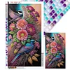 (Grande Taille) Fleurs Et Oiseaux-Peinture Diamant Ronde Compl&egrave;te-40*70CM