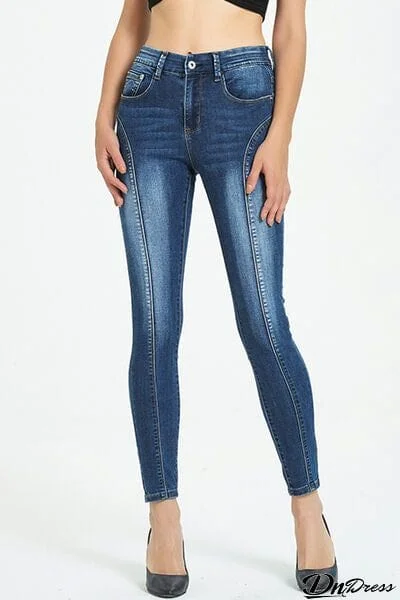 Side Stripe Cropped Skinny Jeans