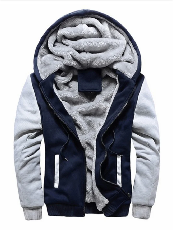 Large Size Men's Sweater Hooded Fall and Winter Loose Sports Padded Thickened Men's Jacket-JRSEE