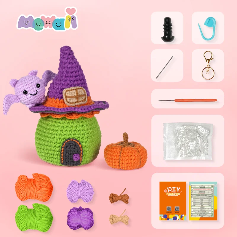 Mewaii Crochet Kits Halloween 2023 Funny Decoration Original Designed Crochet Kit For Beginners with Easy Peasy Yarn