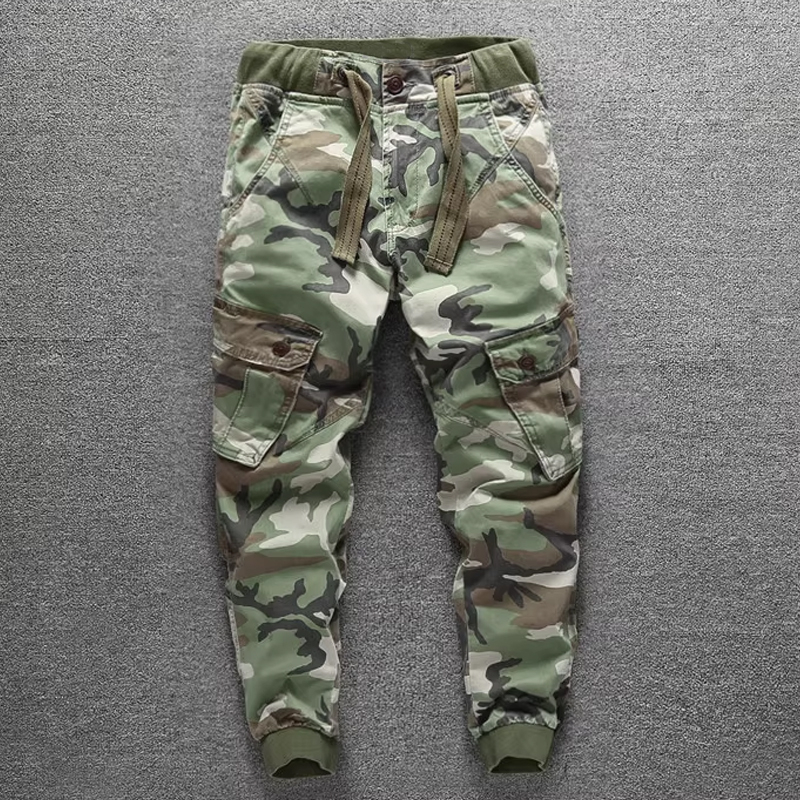 Men's Outdoor Distressed Multi-Pocket Camouflage Stretch Pants