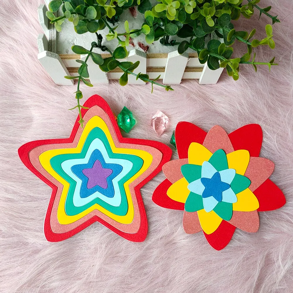 New 6-piece set Pentagram Metal Cutting Dies Decorative DIY Scrapbooking Steel Craft Die Cut Embossing Paper Cards Stencils