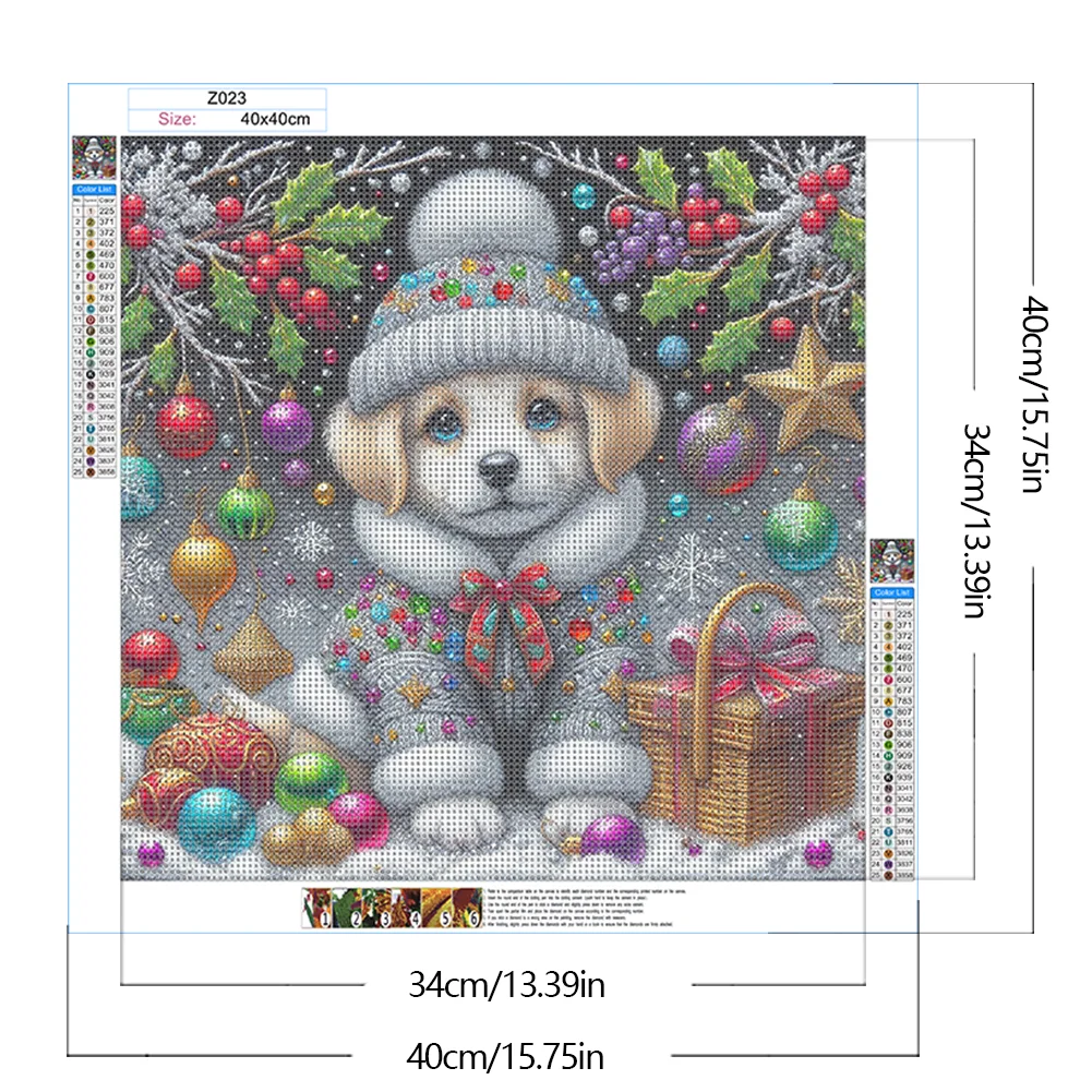 Diamond Painting - Full Round Drill - Christmas Dog(Canvas|40*40cm)