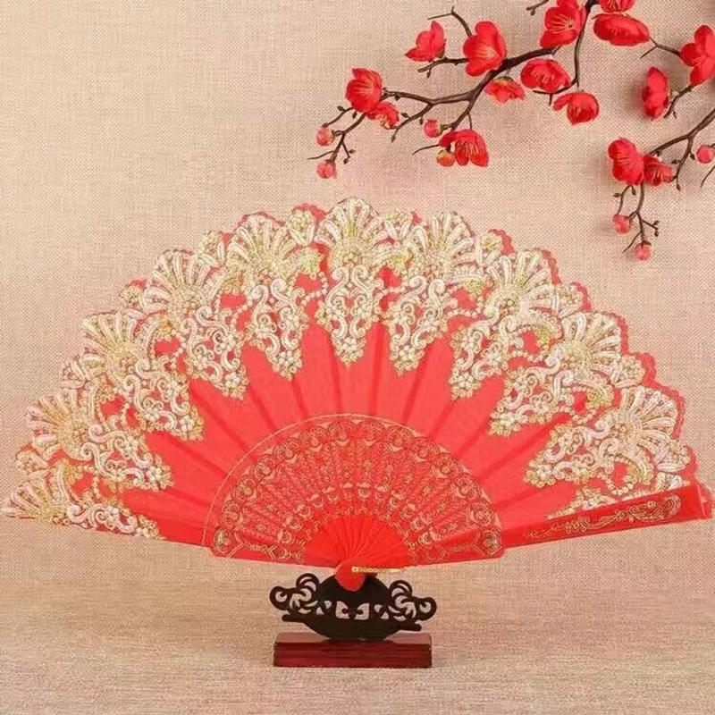 Single Flower Folding Fan Chinese Style Fan Dance Fan Wing Chun Fan Plastic Hanfu Fan European Style Fan Folding Fan