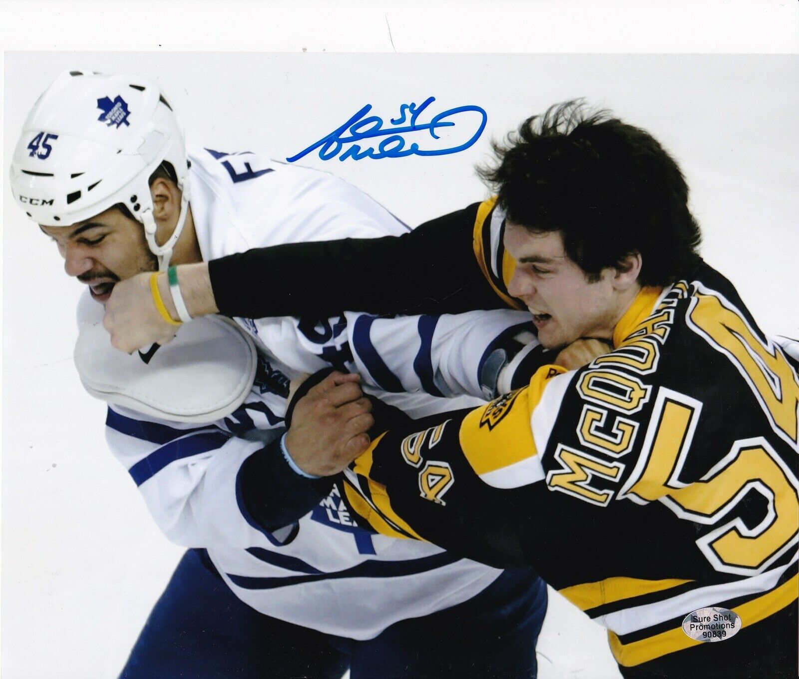 ADAM MCQUAID BOSTON BRUINS ACTION SIGNED 8x10