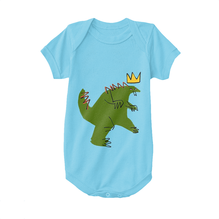 Angry Dinosaur Wearing A Basquiat Crown, Jean-Michel Basquiat Baby Onesie