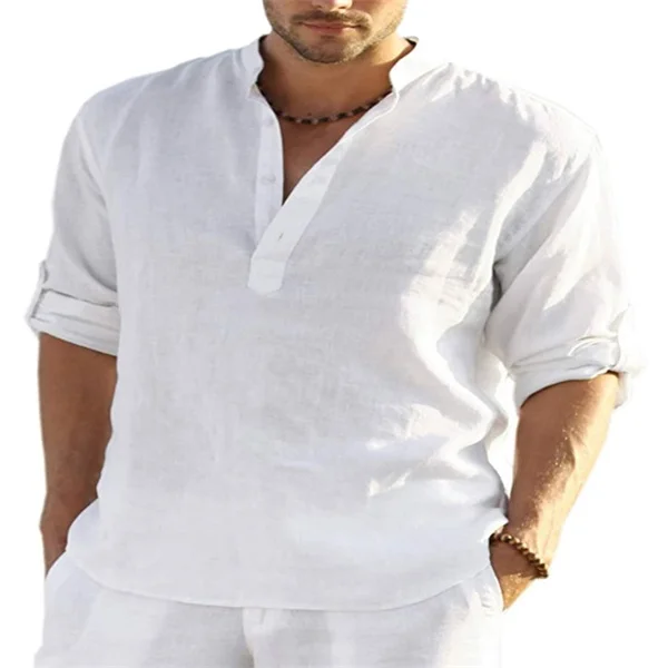 Hot sales - Men's Cotton Linen Shirt Long Sleeve