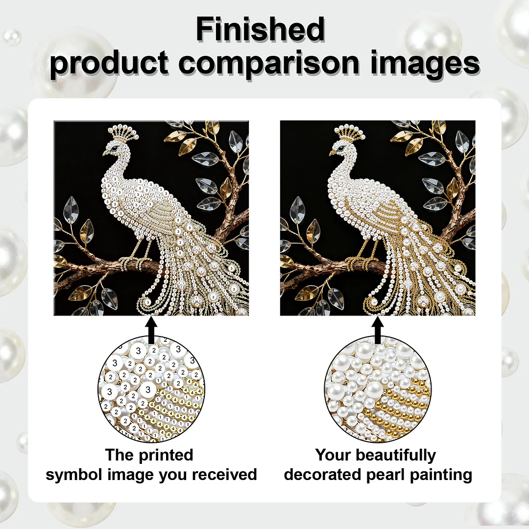Peacock DIY Pearl Art Diamond Painting Kit for Adult Home Decor 25x25cm With Frame
