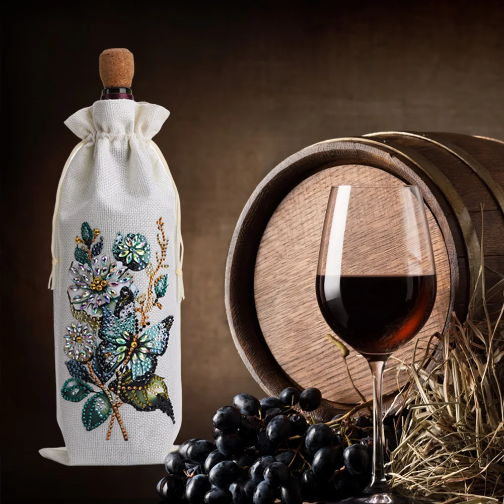 DIY Flowers Diamond Painting Wine Bags Creative Diamond Art Liquor Bottle Covers
