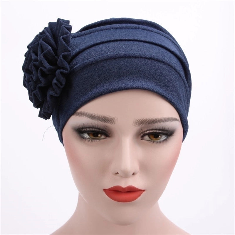 Women’s Ethnic Style Solid Color Flower Beanie Hat