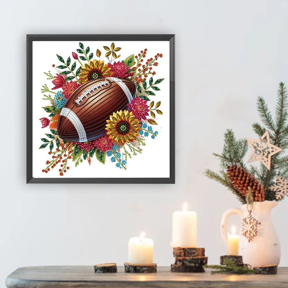 Diamond Painting - Partial Special Shaped Drill - Flower Rugby(Canvas|30*30cm)