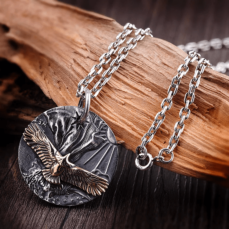 Coutureaura Flying Eagle Coin Double Side Necklace
