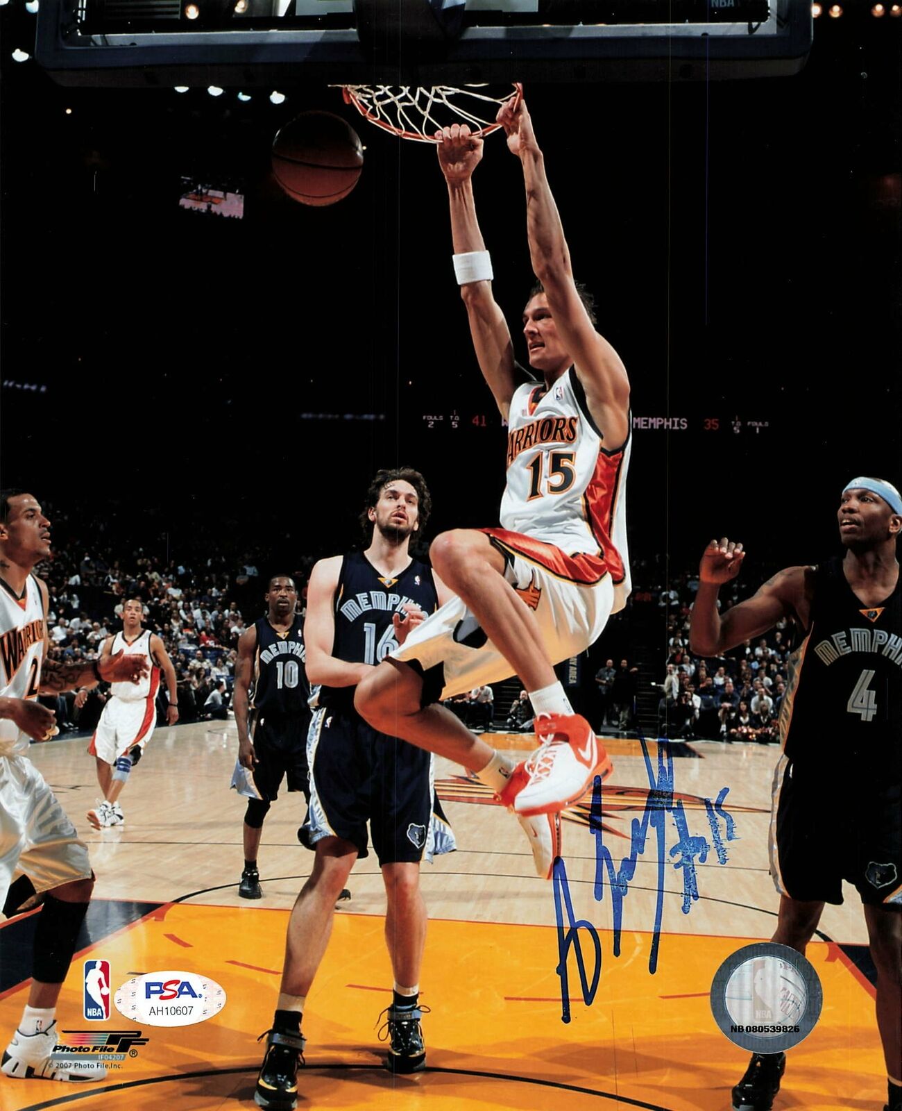 Andris Biedrins signed 8x10 Photo Poster painting PSA/DNA Warriors Autographed