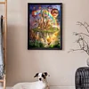 (Big Size)Castle in the Sky with Rainbow - 11CT Stamped Cross Stitch - 40*60cm