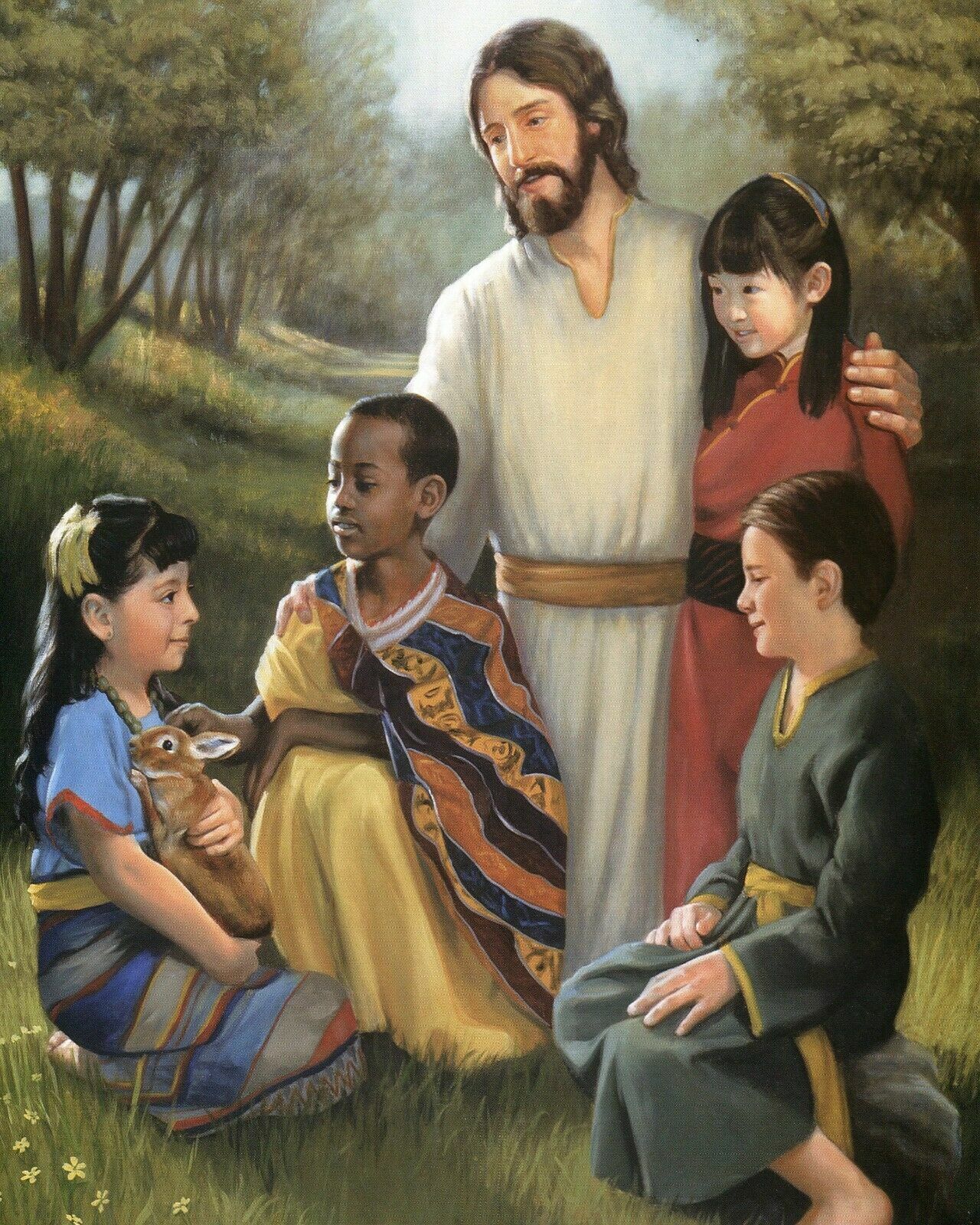 JESUS CHRIST WITH CHILDREN 8.5 X11 Photo Poster painting PICTURE REPRINT CHRISTIAN GOD FATHER