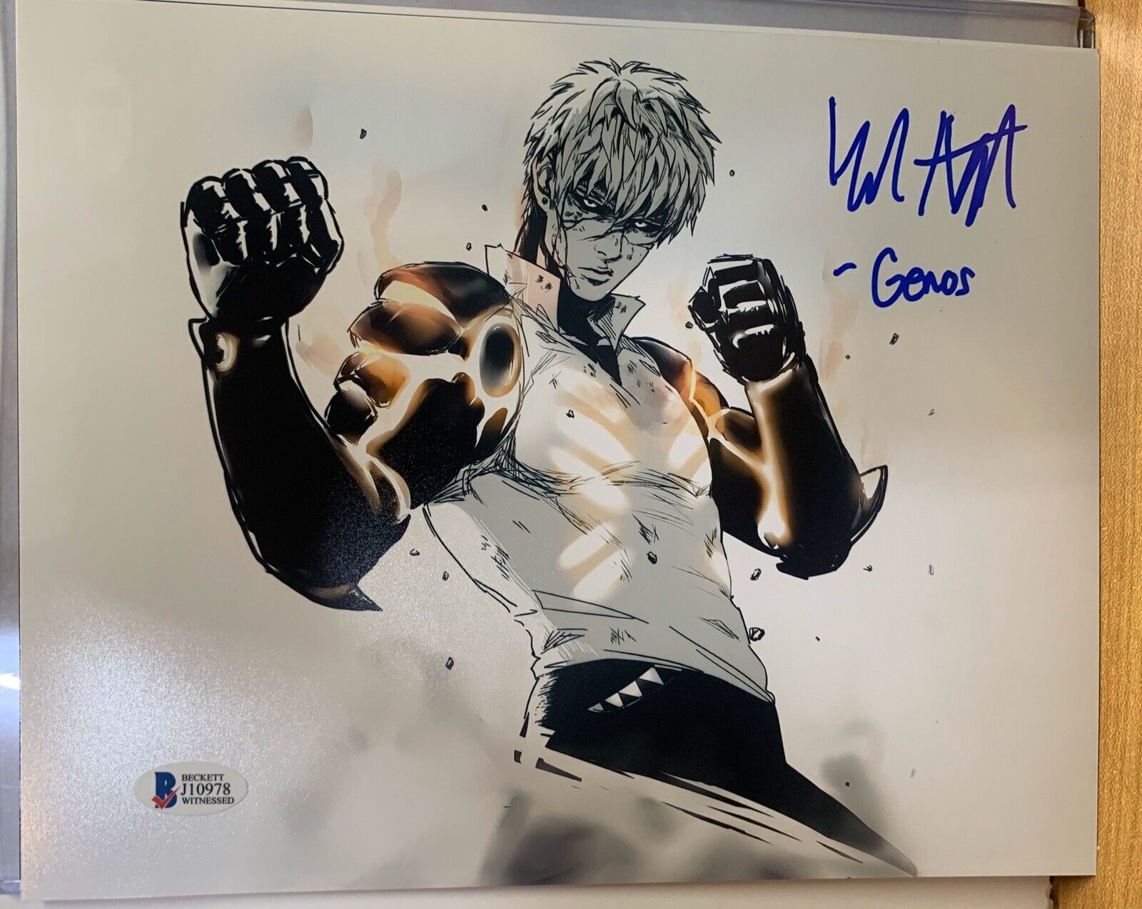 ZACH AGUILAR GENOS SIGNED 8X10 Photo Poster painting ONE PUNCH MAN BECKETT BAS COA D6