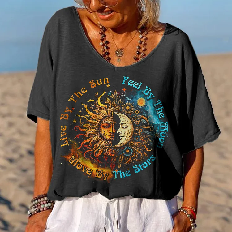 Live By The Sun Love By The Moon Printed Women's T-shirt socialshop