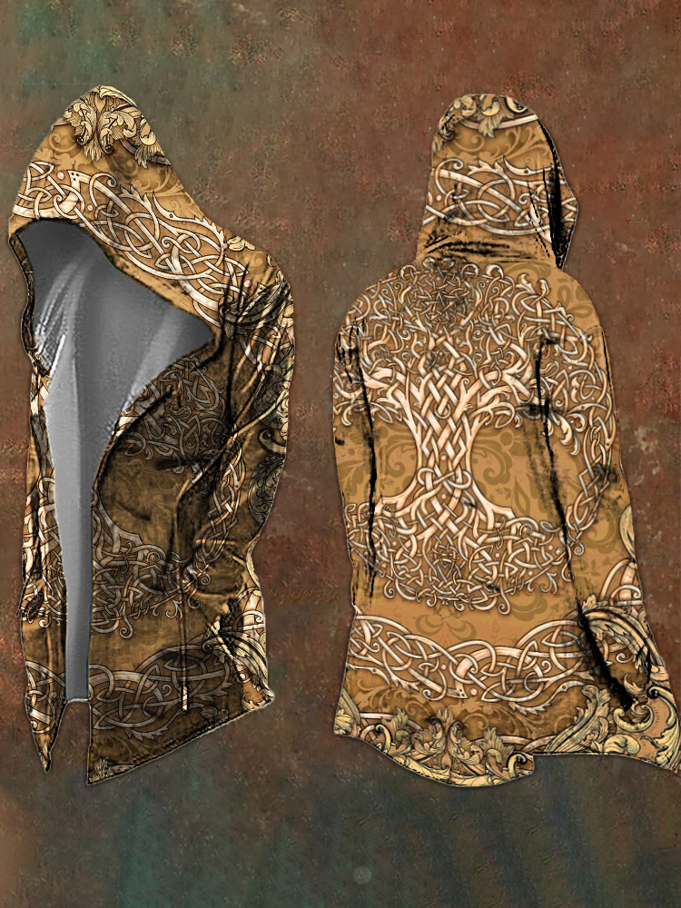 Men's Viking Mythology Tree Of Life Art Pattern Hooded Jacket