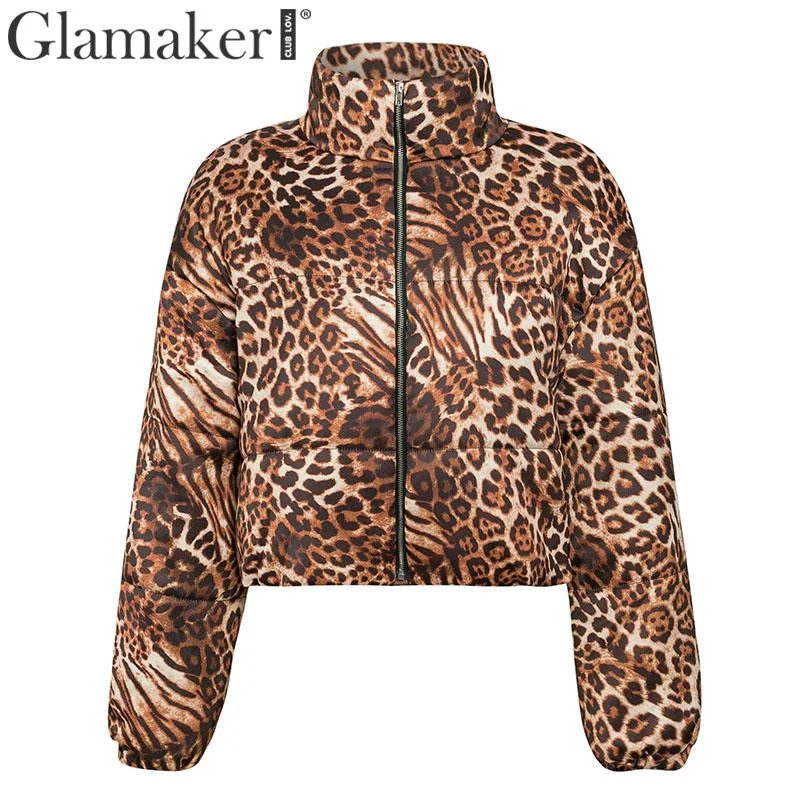 Glamaker Leopard female basic jacket coat Women winter sexy manteau femme warm coat jacket Autumn short coat streetwear outwear