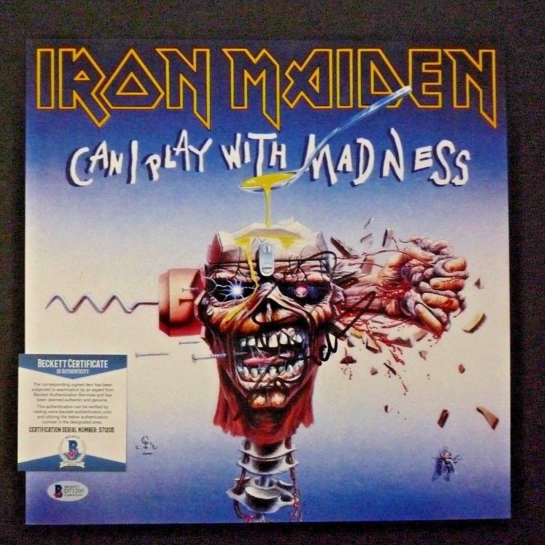 Nicko McBrain Iron Maiden Madness Autgraph Signed 12x12 LP Photo Poster painting BAS Certified