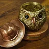 Vintage Handmade Brass/Sterling Silver Owl Storage Jar