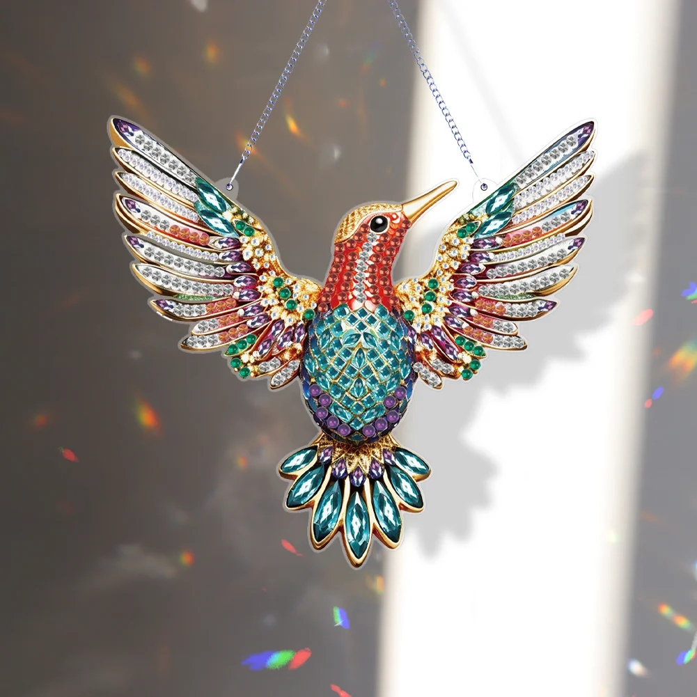 DIY Hummingbird Acrylic Single Side Special Shaped Diamond Painting Hanging Ornament