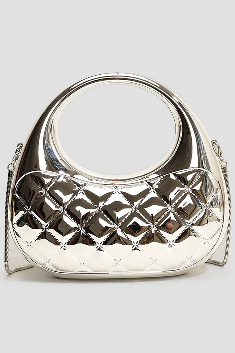 Casual Gold Metallic Finish Acrylic Handbag Crossbody Bag 2024 - Xpluswear