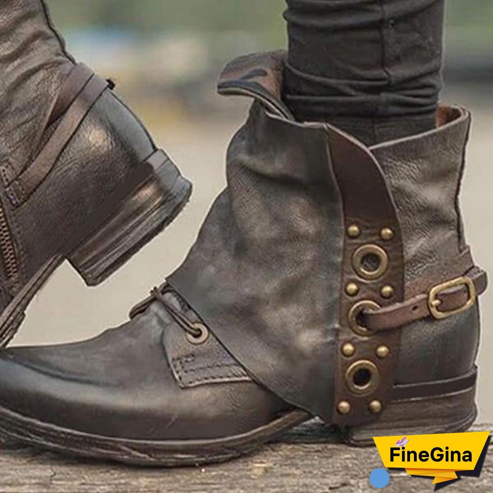 Women Casual Chunky Heel Pu Zipper Ankle Boots