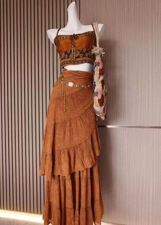 2025 Summer Fashion Strap Top And Skirt Two Piece Set