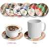 (US Local)6pcs Set Xmas Theme DIY Diamond Painting Coasters Kit with Holder Kit