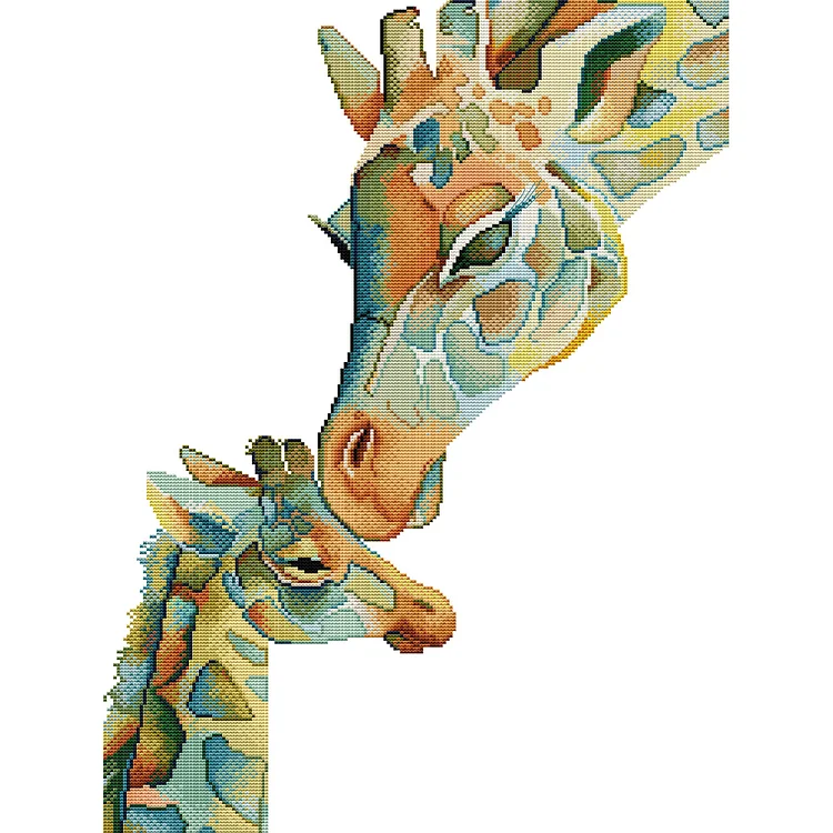 Joy Sunday-Giraffe Mother And Child (42*55CM) 14CT Stamped Cross Stitch gbfke